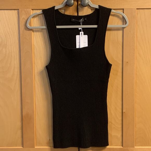 Merokeety Tank Size XL Womens Black Ribbed w/ Square Neckline - Picture 1 of 8